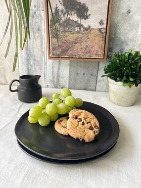 🌴Sleek Threshold Salad/Dessert Stoneware Plates | Houlton | 2pc Dinnerware |Blk